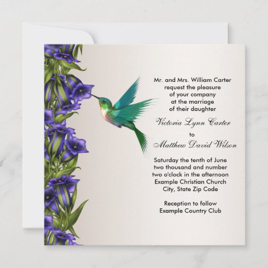 Oiseau de mer et Violettes violettes Invitations d (Devant)