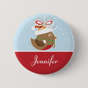 Oiseau de neige Noël Nom de la fête Badge   Mots c