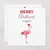 Oiseau de Noël rose Flamant rose avec carte de cha (Devant / Derrière)