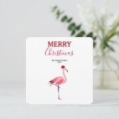 Oiseau de Noël rose Flamant rose avec carte de cha (Debout devant)