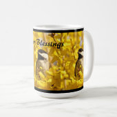 Oiseau de Pâques en Mug de Fleurs Jaunes (Devant droit)