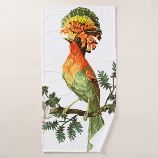 Oiseau de Paradis et fleurs exotiques sur un fond (Serviette de bain)
