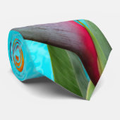 Oiseau de Paradis Fleurs Aqua Cravate Bleue (Roulé)