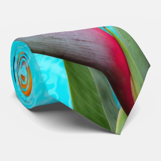 Oiseau de Paradis Fleurs Aqua Cravate Bleue (Roulé)