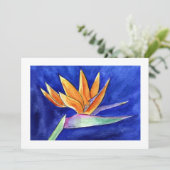 Oiseau de Paradise Fleur Aquarelle Art Invitation (Debout devant)