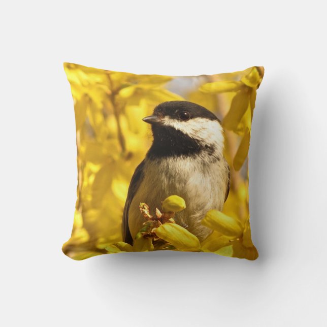 Oiseau de pousse en Forsythia Jaune Coussin (Recto)