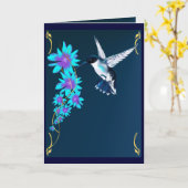 Oiseau de ronflement dans la carte bleue (Fleur jaune)