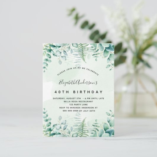 Oiseau de verdure eucalyptus invitation forêt (Debout devant)