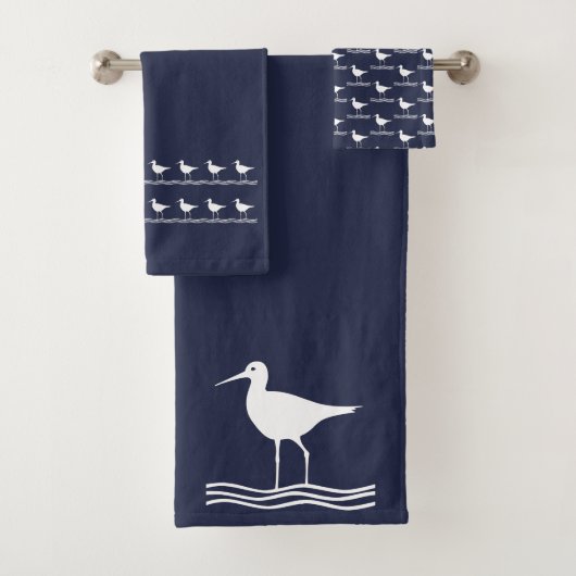 Oiseau d'eau Ocean Blue & white serviette set (En situation)