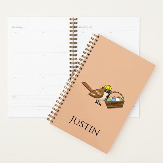 Oiseau drôle avec panier d'oeufs colorés | Personn (Devant avec enveloppe)