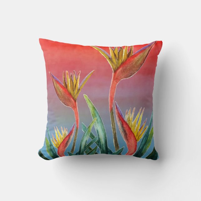 Oiseau du Paradis coussin à fleurs troites (Recto)