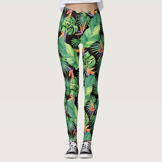 Oiseau du Paradis dans la Jungle Leggings tropicau (Devant)