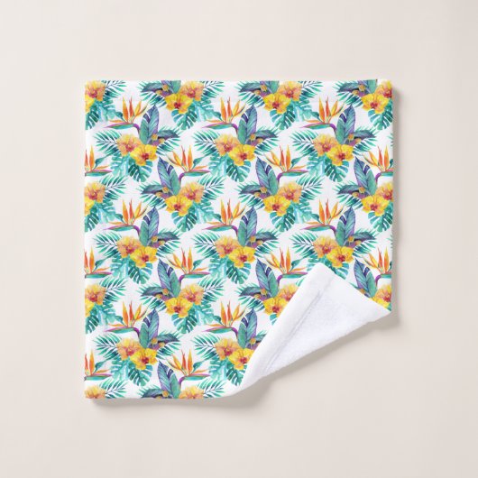 Oiseau du paradis et du motif d'orchidée (Gant de toilette)