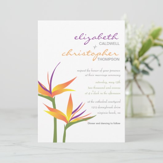 Oiseau du paradis Faire-part de mariage (Debout devant)