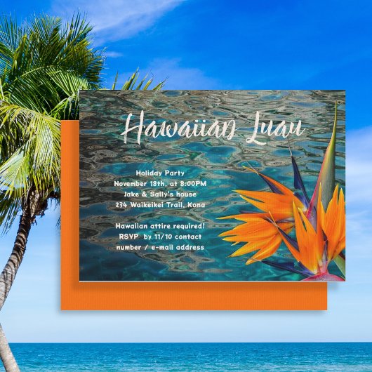 Oiseau du Paradis Luau Party Invitation