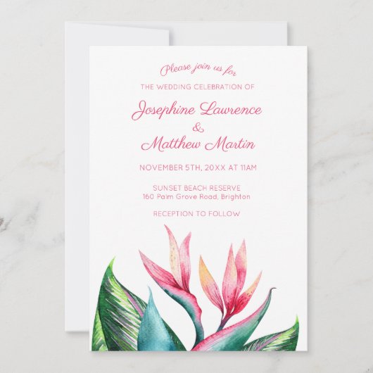 Oiseau du Paradis Monogramme Mariage Invitations (Devant)