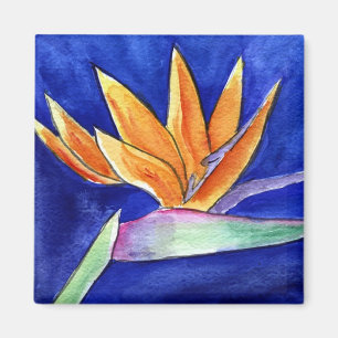 Oiseau du paradis peinture à la fleur Magnet d'art