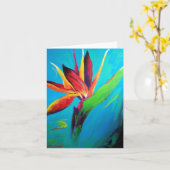 Oiseau du paradis sur le carte pour notes du feu (Fleur jaune)