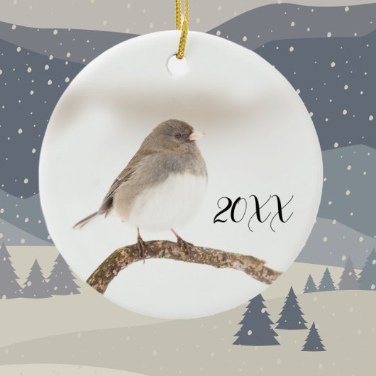 Oiseau en Neige 2023 Ornement en céramique de Noël