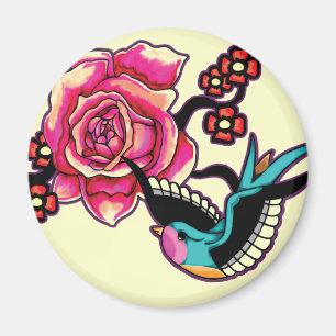 Oiseau et aimant rose