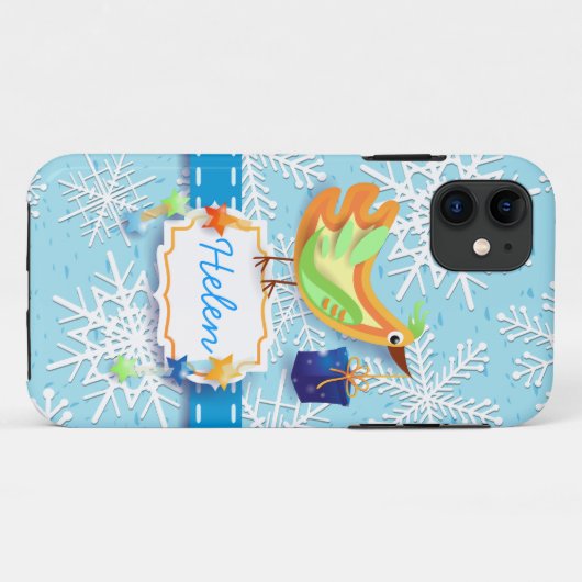 Oiseau et cadeau, coque iphone (Dos (Horizontal))