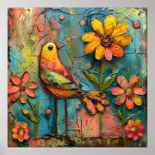 OISEAU ET POSTER FLORAL (Devant)