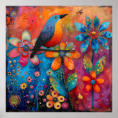 OISEAU ET POSTER FLORAL (Devant)