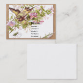 Oiseau, fleurs et carte commerciale victorienne (Devant / Derrière)