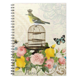 Oiseau français vintage et carnet de cage à