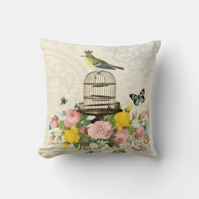 Oiseau français vintage et coussin de cage à (Recto)