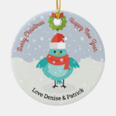 Oiseau mignon en ornement de Noël de neige (Devant)