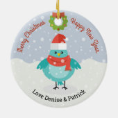 Oiseau mignon en ornement de Noël de neige (Dos)