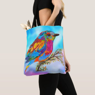 Oiseau mignon et coloré sur un Sac fourre-tout à b