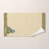 Oiseau mignon moderne sur beige clair (Serviette à main)
