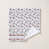 Oiseau Monogramme Blanc Gris Argent Branche Baies  (Gant de toilette)