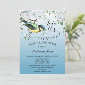 Oiseau Nature Nuptiale Douche Invitation Bleu Flor (Debout devant)
