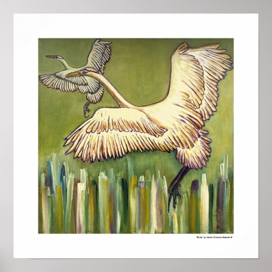 Oiseau Nature Paysage Peinture Poster Cadeaux Art (Devant)