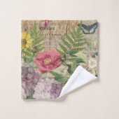 Oiseau Nid Floral Jardin Fleur Papillon Art (Gant de toilette)