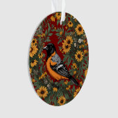 Oiseau Oriole de Baltimore et fleurs de Susan aux (devant)