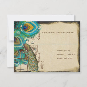 Oiseau Paon Musical Cage Plume Mariage RSVP