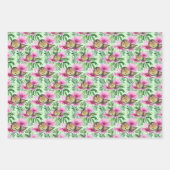 Oiseau Perché Sur Fleurs Roses Branches Feuilles (Devant 3)