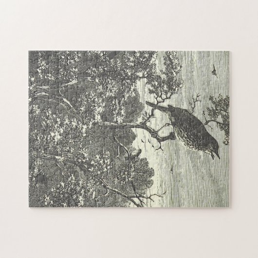 Oiseau perché sur un puzzle de branche d'arbre (Horizontal)