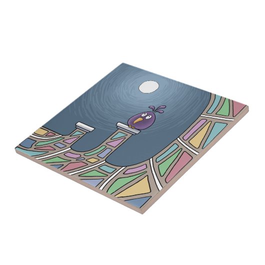 Oiseau pourpre Tiki avec carreaux en céramique ple (Côté)