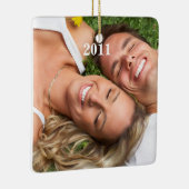 Oiseau rouge Couples de Noël Ornement photo (Droite)