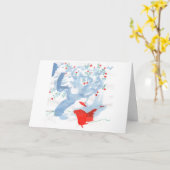 Oiseau rouge et carte de note rouge-berried (Fleur jaune)