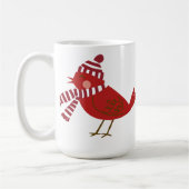 Oiseau rouge mignon avec écharpe et Mug de Noël Ca (Gauche)