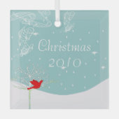 Oiseau rouge Neige Froid Arbre de Noël Ornement (Recto)