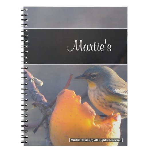 Oiseau sur un Carnet de pomme à moitié mangé (Devant)