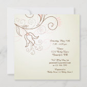 Oiseau, Teacup, Fleurs Invitation Baby shower ~ Fi (Dos)