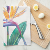 Oiseau tropical de serviette de thé de fleur de (Quart Plié)